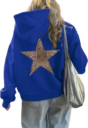 Oversized Hoodies for Women Graphic Leopard Graphic Sweatshirts Casual Y2K Long Sleeve Hooded Pullovers