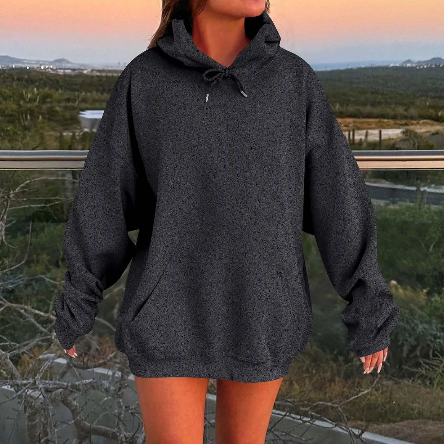 Oversized Hoodies for Women Y2k Drawstring Long Sleeve Fleece Pullover Sweatshirts Fall Outfits Clothes with Pockets