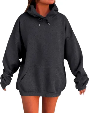Oversized Hoodies for Women Y2k Drawstring Long Sleeve Fleece Pullover Sweatshirts Fall Outfits Clothes with Pockets