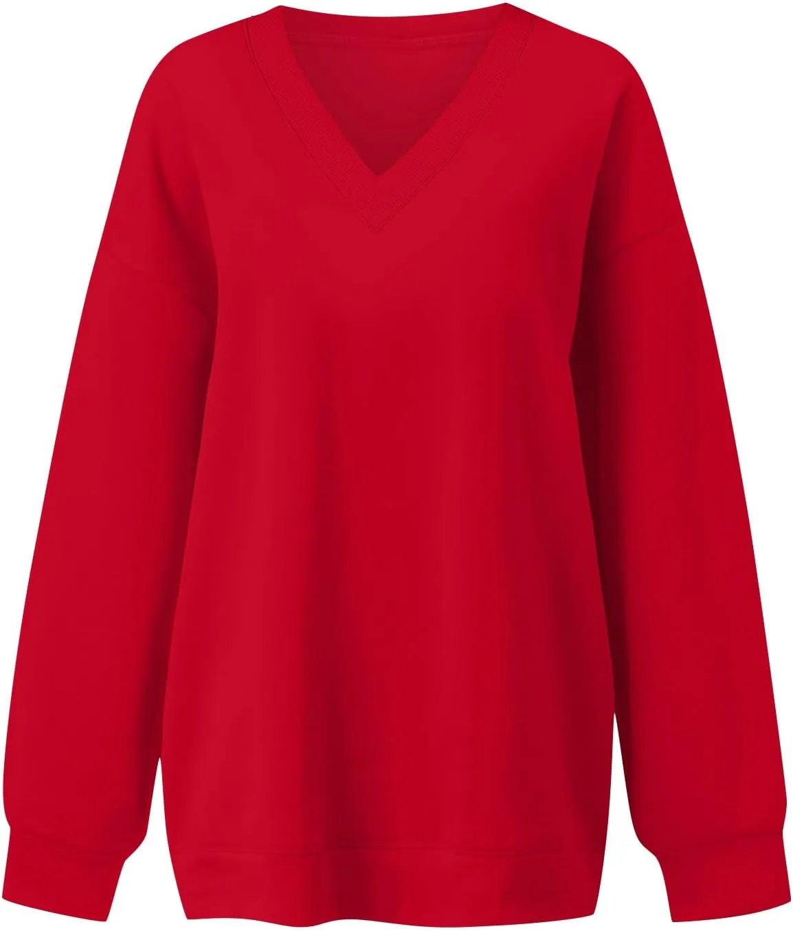 Oversized Sweatshirt For Women Plus Size V Neck Long Sleeve Drop Shoulder Pullover Hoodies Trendy Winter Clothes