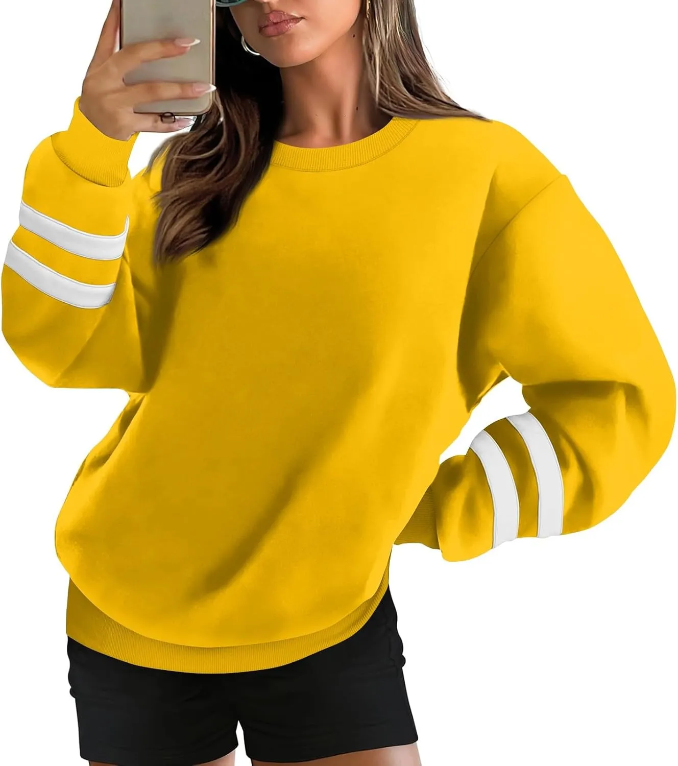 Oversized Sweatshirt For Women Trendy Crewneck Long Sleeve Fall Winter Clothes 2024 Solid Hoodie Pullover