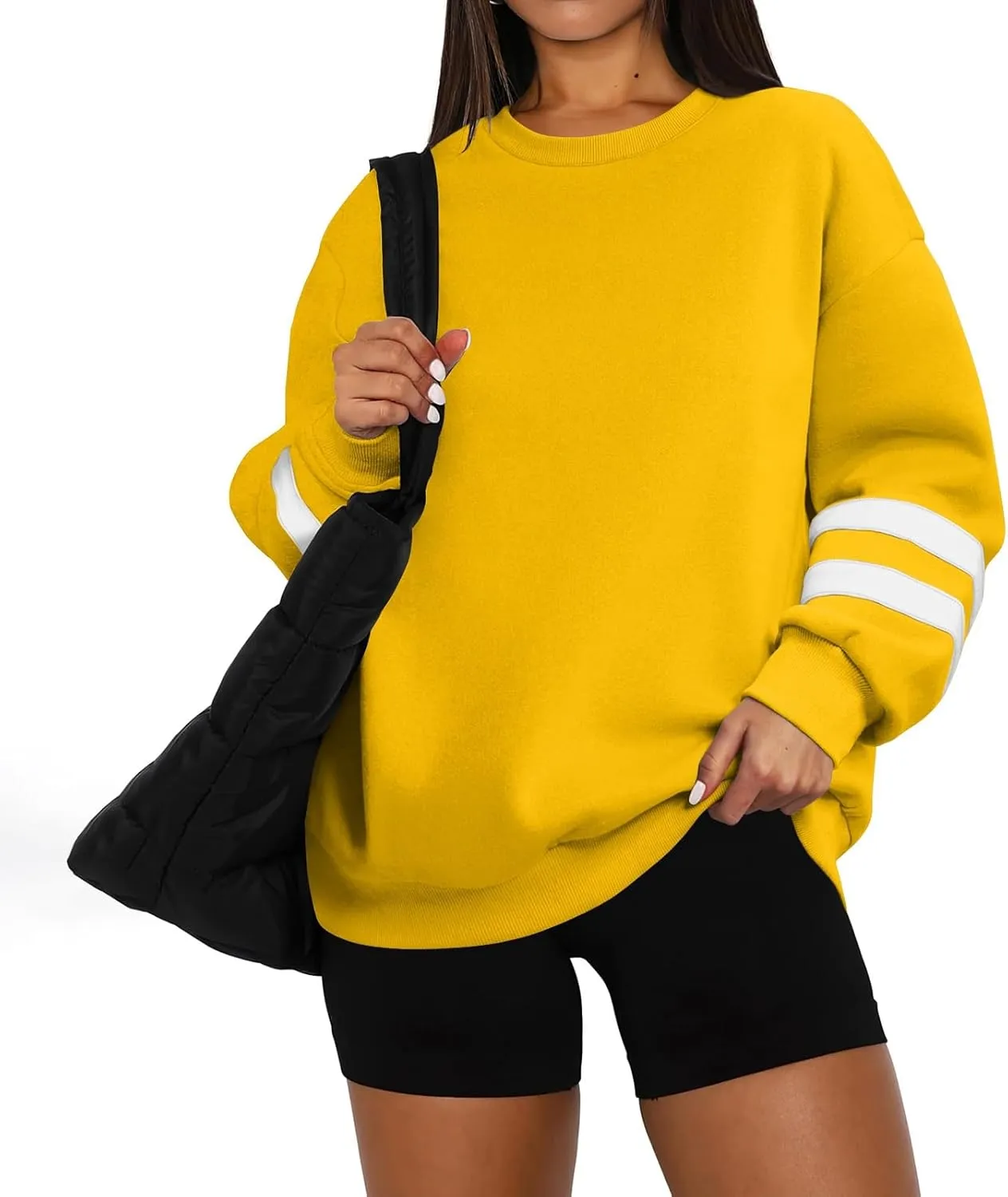 Oversized Sweatshirt For Women Trendy Crewneck Long Sleeve Fall Winter Clothes 2024 Solid Hoodie Pullover