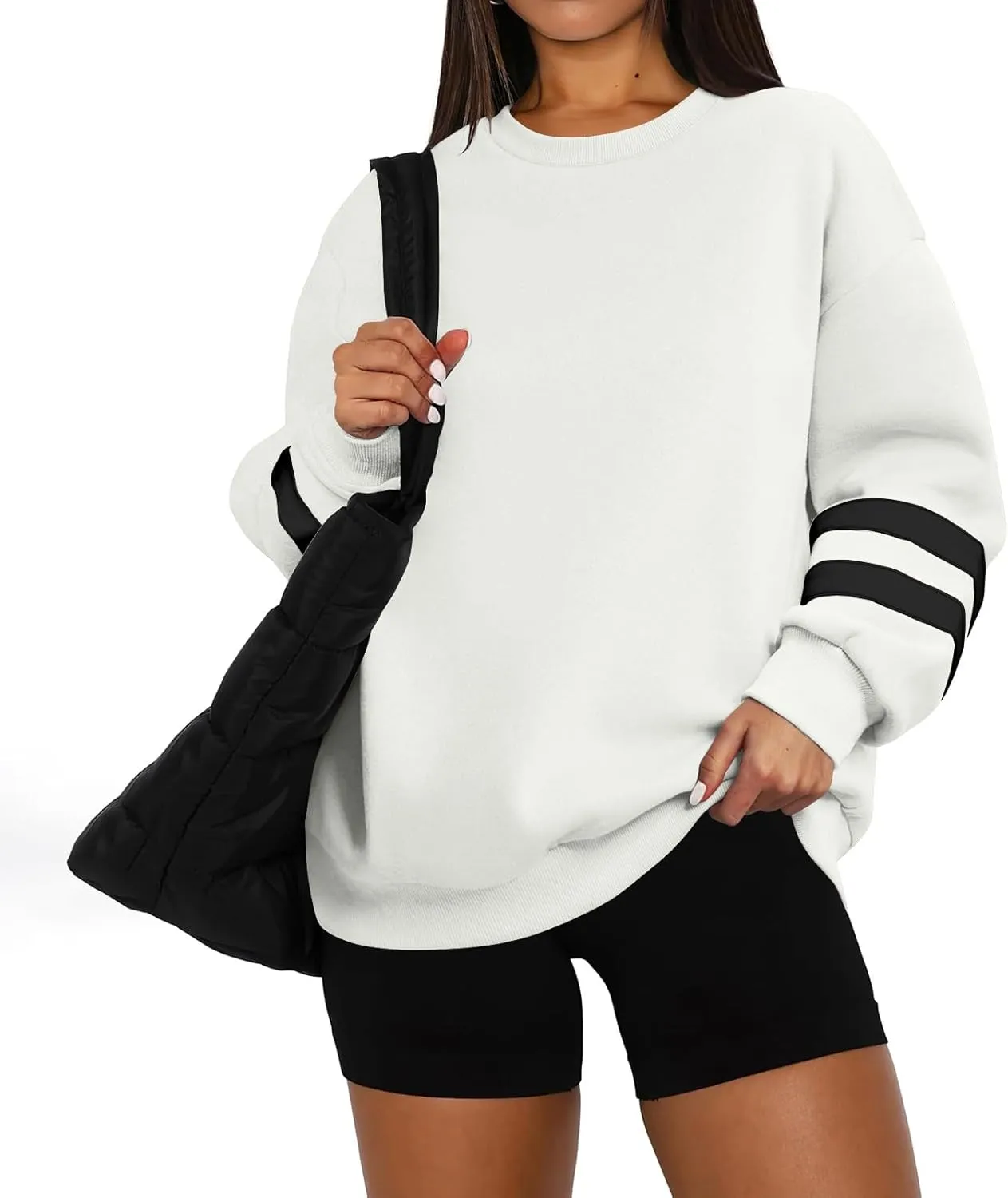 Oversized Sweatshirt For Women Trendy Hoodie Pullover Crewneck Long Sleeve Solid Fall Winter Clothes 2024