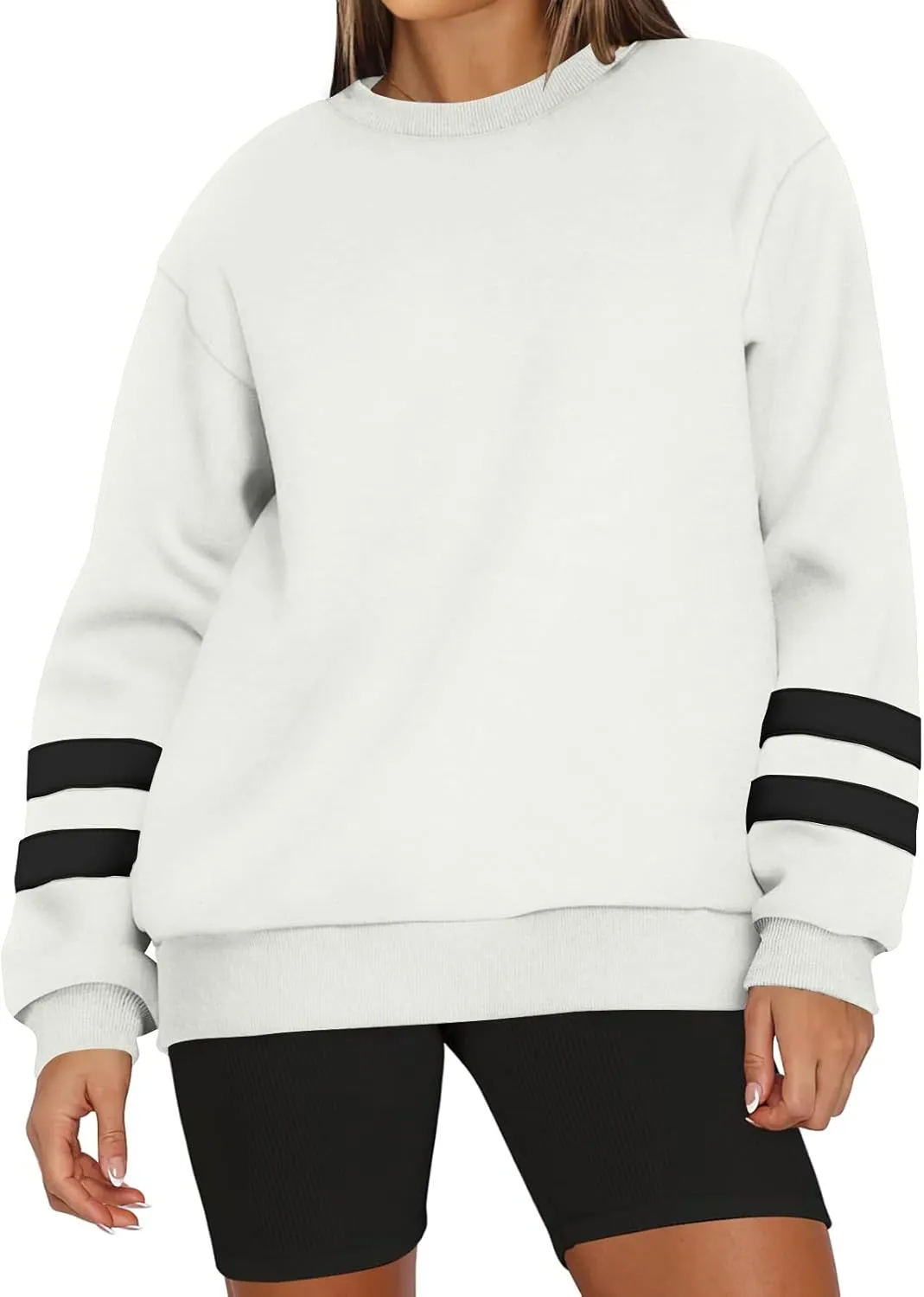 Oversized Sweatshirt For Women Trendy Hoodie Pullover Crewneck Long Sleeve Solid Fall Winter Clothes 2024