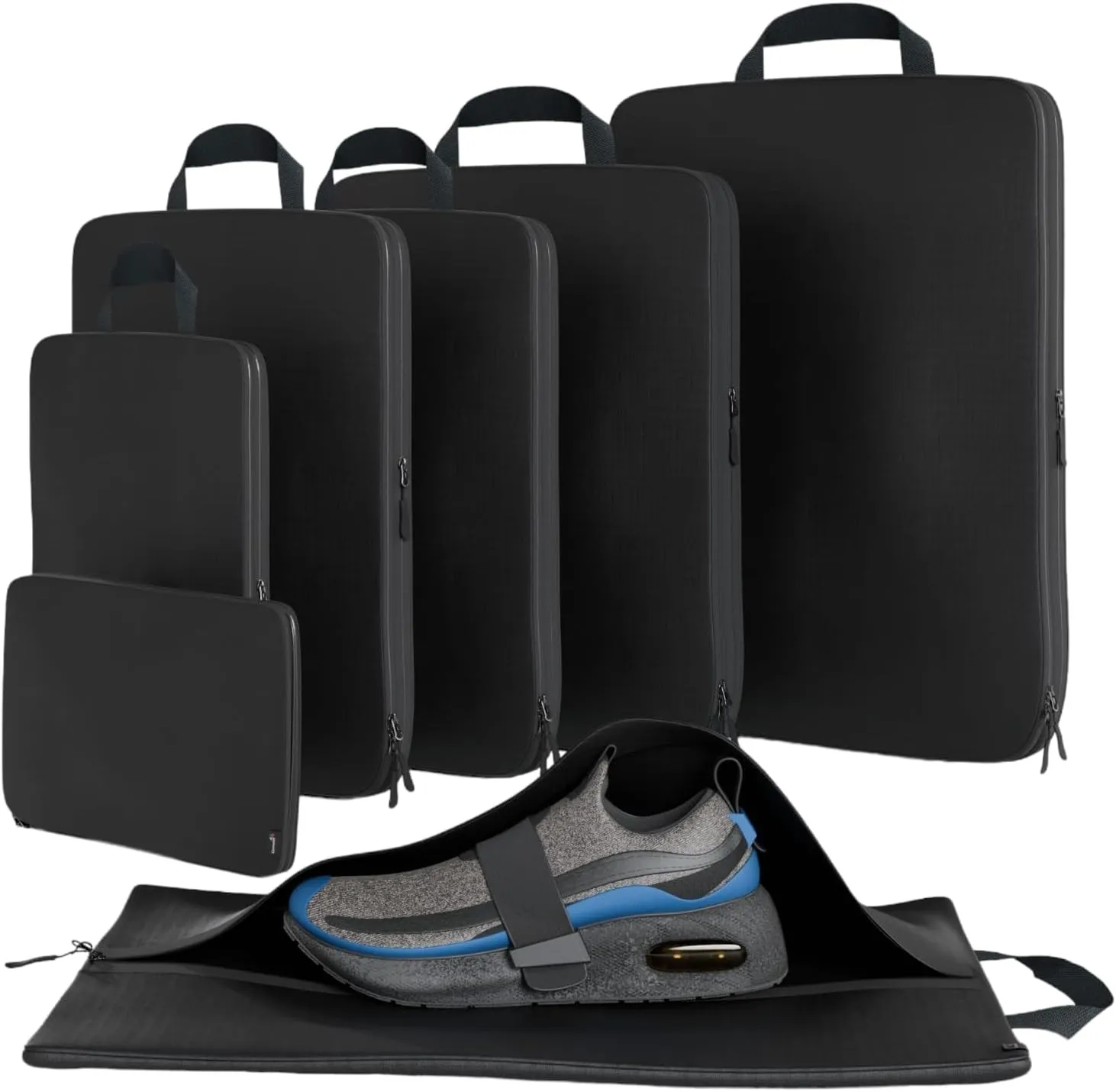 Packing Cubes Compression 7-Pack with Shoe & Tech Travel Organizer - Lightweight Travel Bags for Clothes, Shoes & Accessories