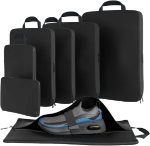 Packing Cubes Compression 7-Pack with Shoe & Tech Travel Organizer - Lightweight Travel Bags for Clothes, Shoes & Accessories