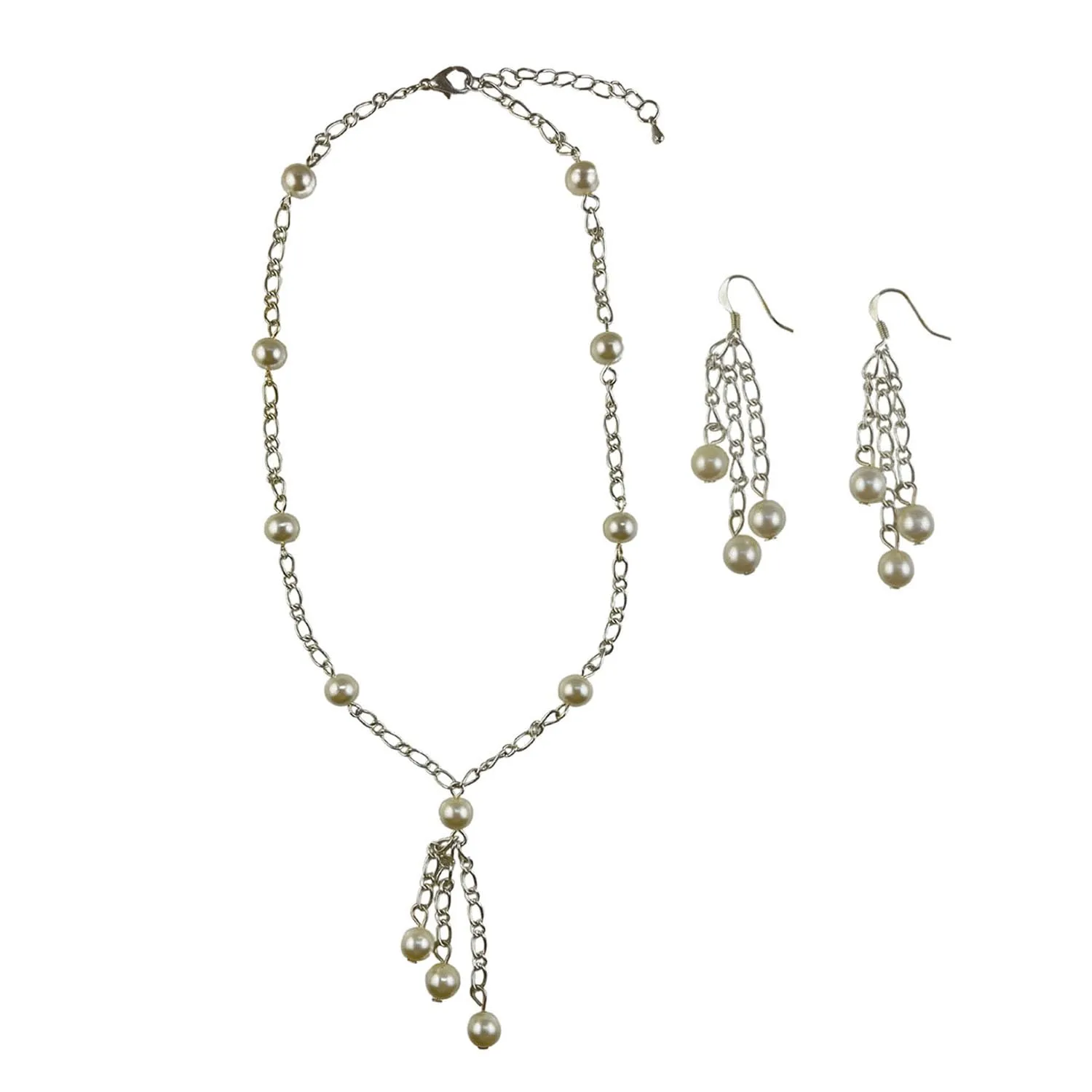 Pearl Necklace and Earrings Jewelry Set - Pretty Layered Necklace Jewelry Set for Women - Dainty Wedding Jewelry Set