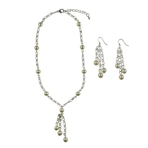 Pearl Necklace and Earrings Jewelry Set - Pretty Layered Necklace Jewelry Set for Women - Dainty Wedding Jewelry Set