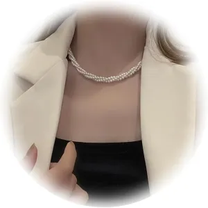 Pearl Necklace for Women Gold Pearl Choker Necklace Pearl Layered Winding Necklaces Pearl Y Necklaces for Girls