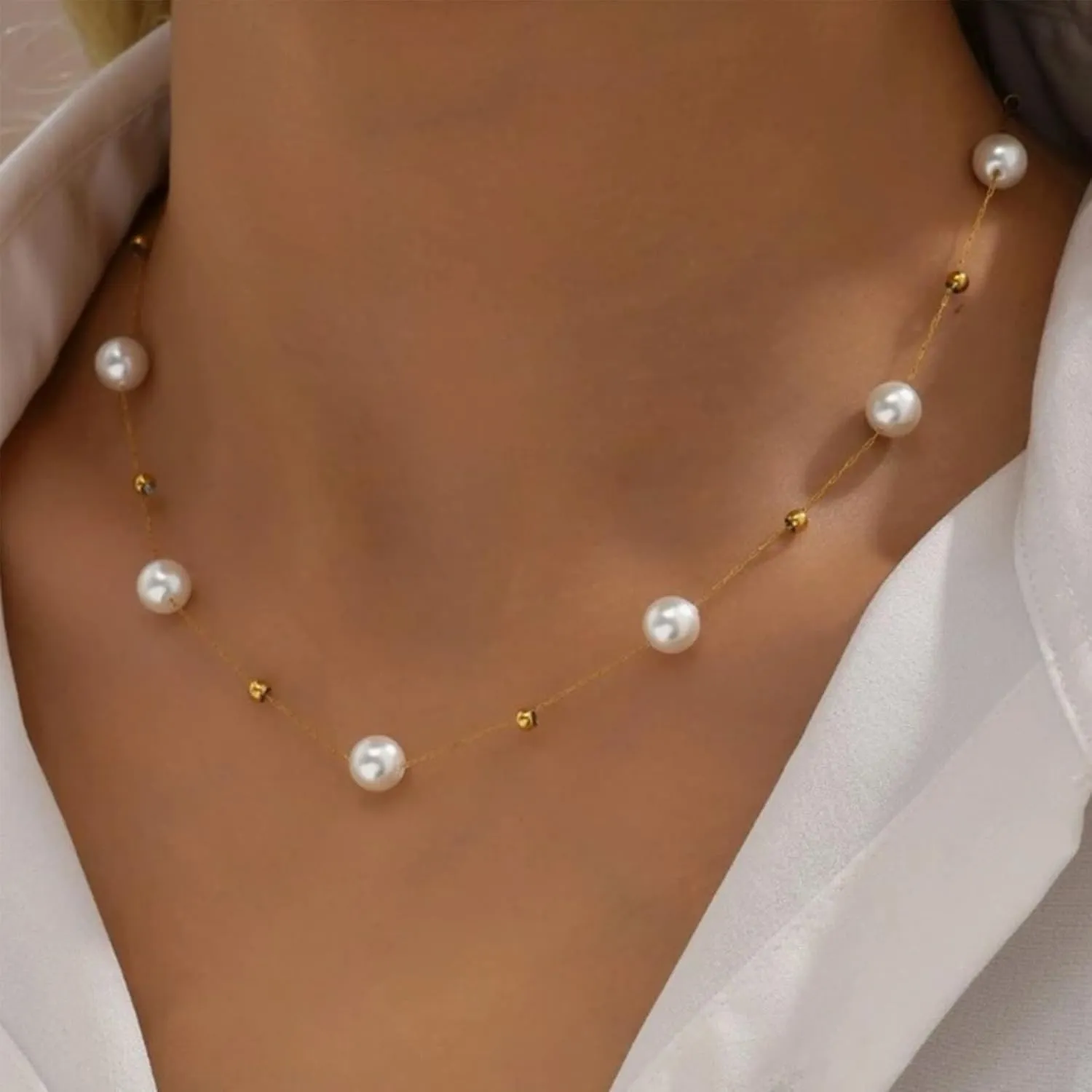 Pearls Necklaces for Women Dainty Pearl Necklace Prom Stuff Gold and Pearl Necklace Wedding Jewelry Dress Accessories