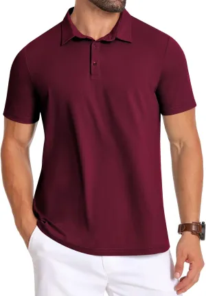 PEGENO Mens Polo Shirts Short Sleeve Golf Shirts Moisture Wicking Athletic Casual Polo Shirts