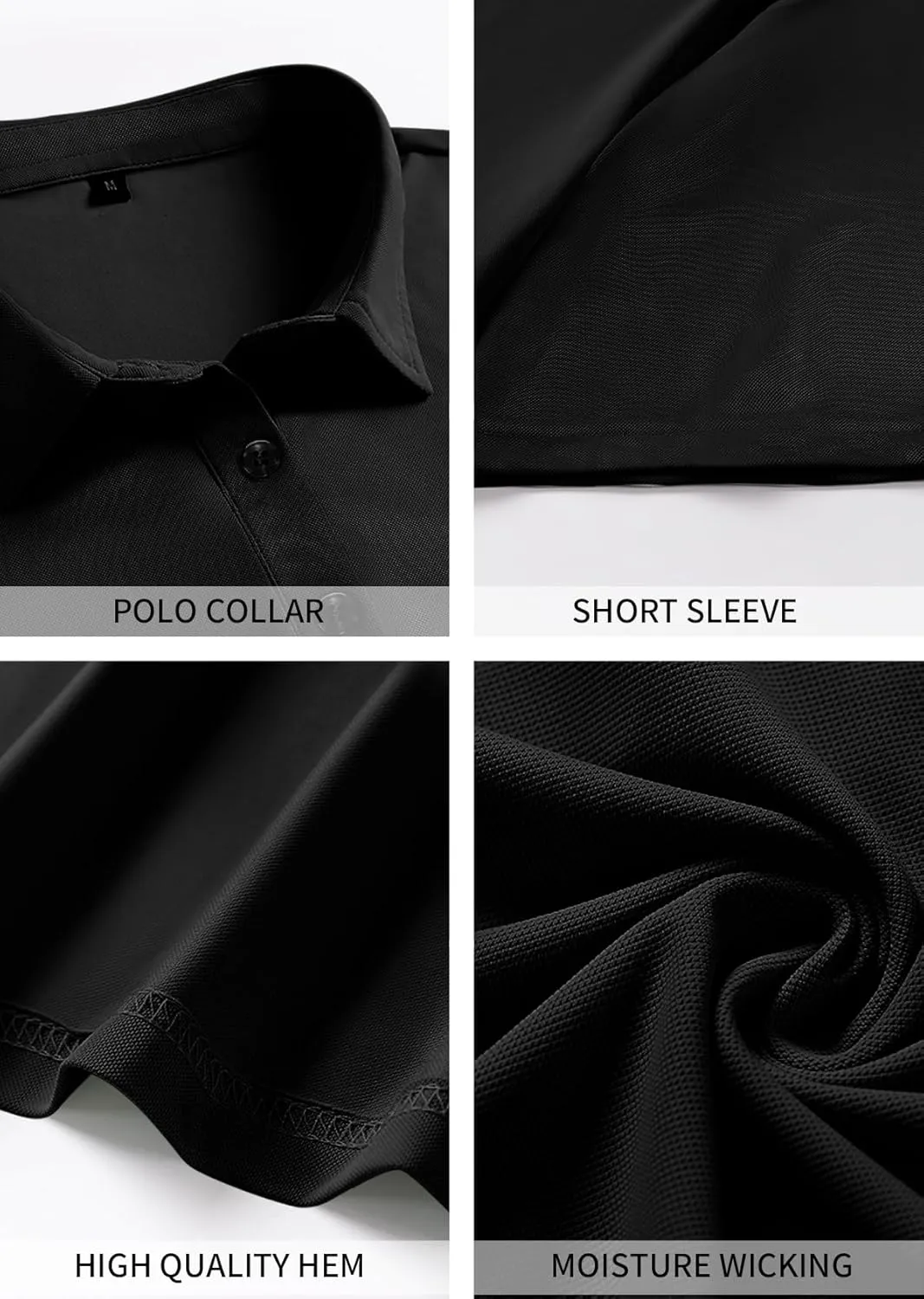 PEGENO Mens Polo Shirts Short Sleeve Golf Shirts Moisture Wicking Athletic Casual Polo Shirts