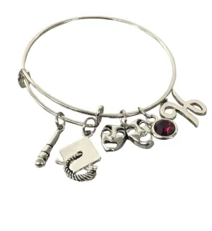 Personalized Music Bracelet with Letter Charm - Graduation Gift Jewelry - Custom Singing Jewelry - Drama Club Mask Jewelry - Music Lover Jewelry Gift