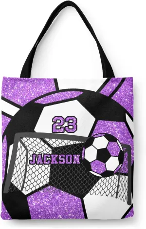 Personalized Name Gym Sport Soccer Ball Red Handbag Gift Bags Christmas Treat Bags for Holiday Party Gift Bags