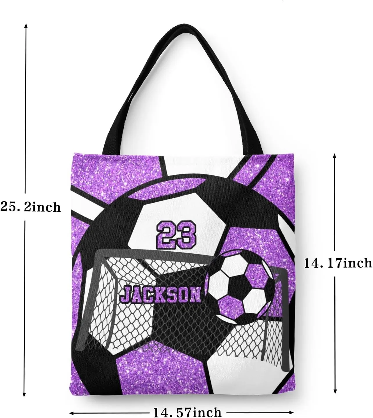 Personalized Name Gym Sport Soccer Ball Red Handbag Gift Bags Christmas Treat Bags for Holiday Party Gift Bags