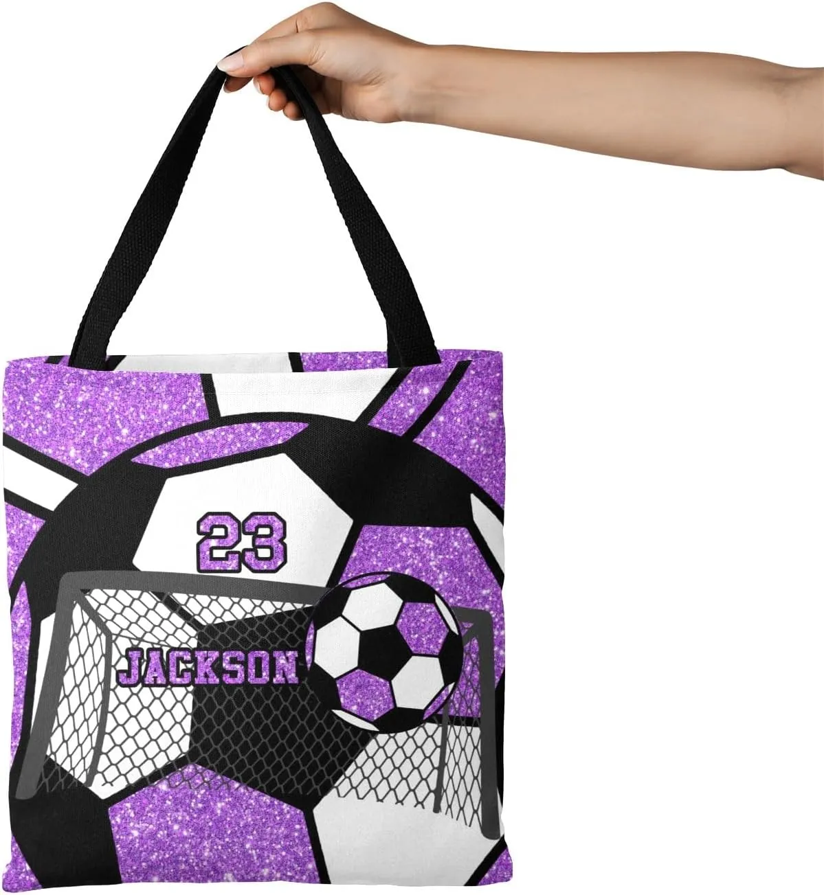 Personalized Name Gym Sport Soccer Ball Red Handbag Gift Bags Christmas Treat Bags for Holiday Party Gift Bags