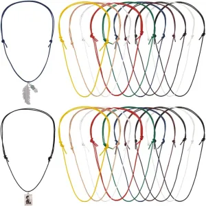 PH PandaHall 20pcs 10 Colors Leather Cord Necklaces, 15~30 inch Adjustable Necklaces Double Knotted Cord Semi Rope Necklace Beach Choker Surf Necklace for Women Men Jewelry Making