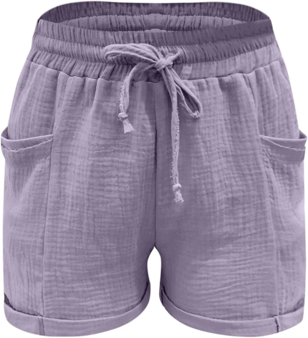 Photno Womens Linen Shorts 2025 Lounge Beach Trouser Summer Vacation Drawstring Elastic Waist Straight Leg Bottom with Pocket