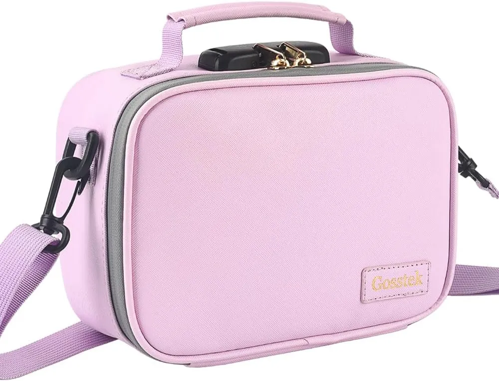 Pink PU Leather Cosmetic Bag with Combination Lock, Heavy Duty Makeup Box case with Shoulder Strap for Home and Travel, Great Gift for Women.