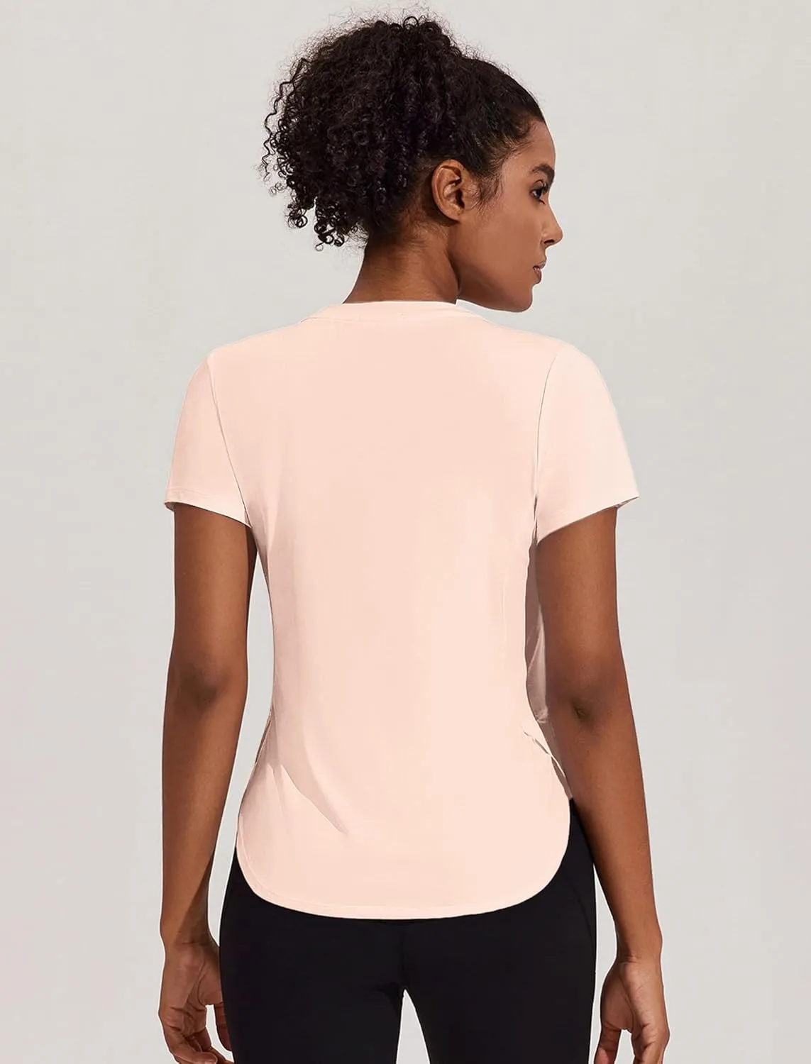 PINSPARK Workout Tops for Women UPF 50  Yoga Shirts Short Sleeve Athletic Tops with Side Slits Running Gym Tee Top Loose Fit