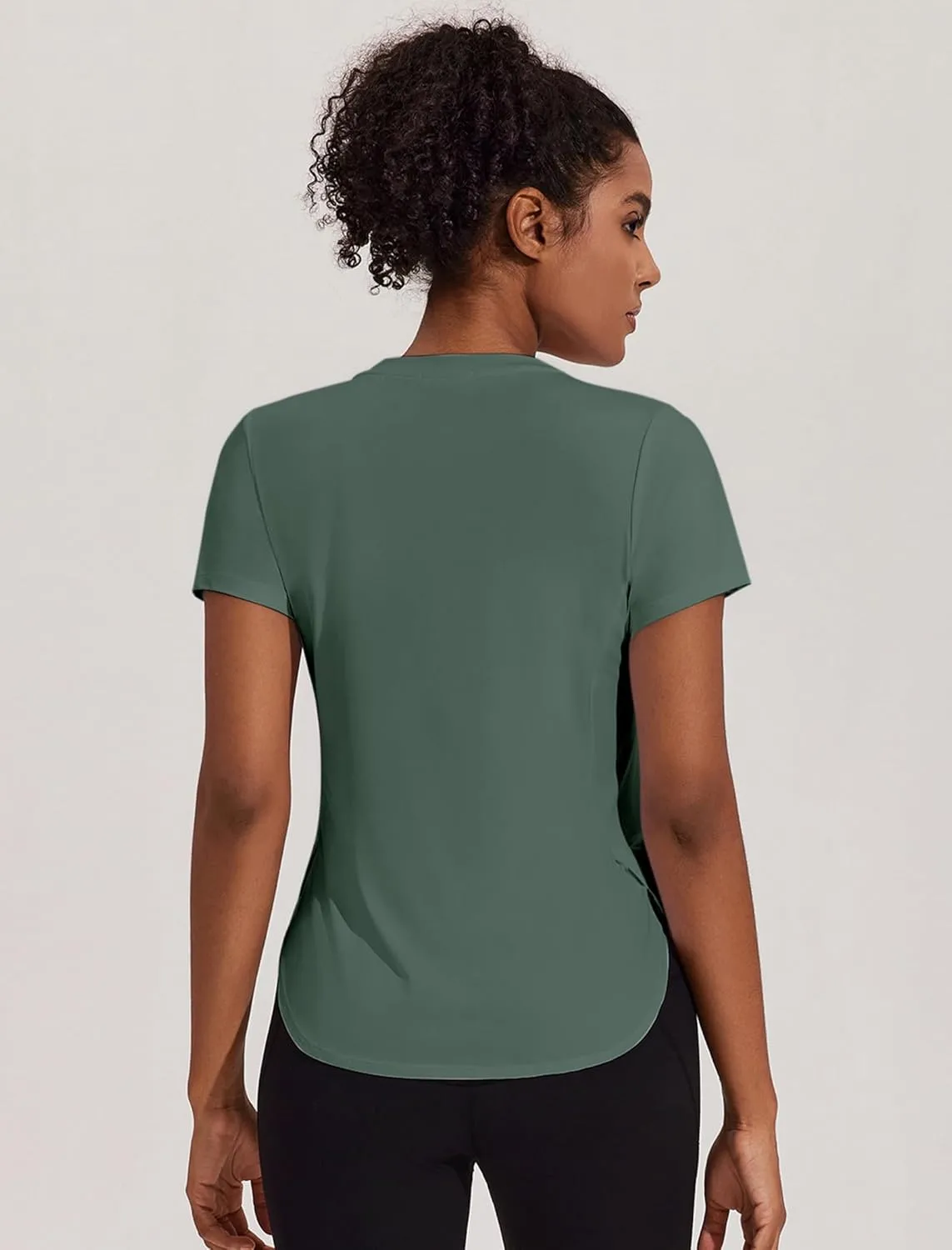 PINSPARK Workout Tops for Women UPF 50  Yoga Shirts Short Sleeve Athletic Tops with Side Slits Running Gym Tee Top Loose Fit