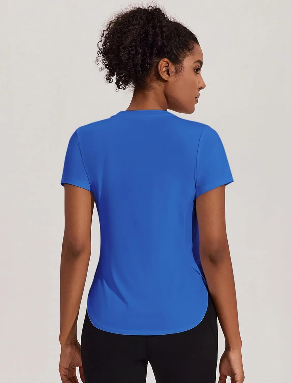 PINSPARK Workout Tops for Women UPF 50  Yoga Shirts Short Sleeve Athletic Tops with Side Slits Running Gym Tee Top Loose Fit