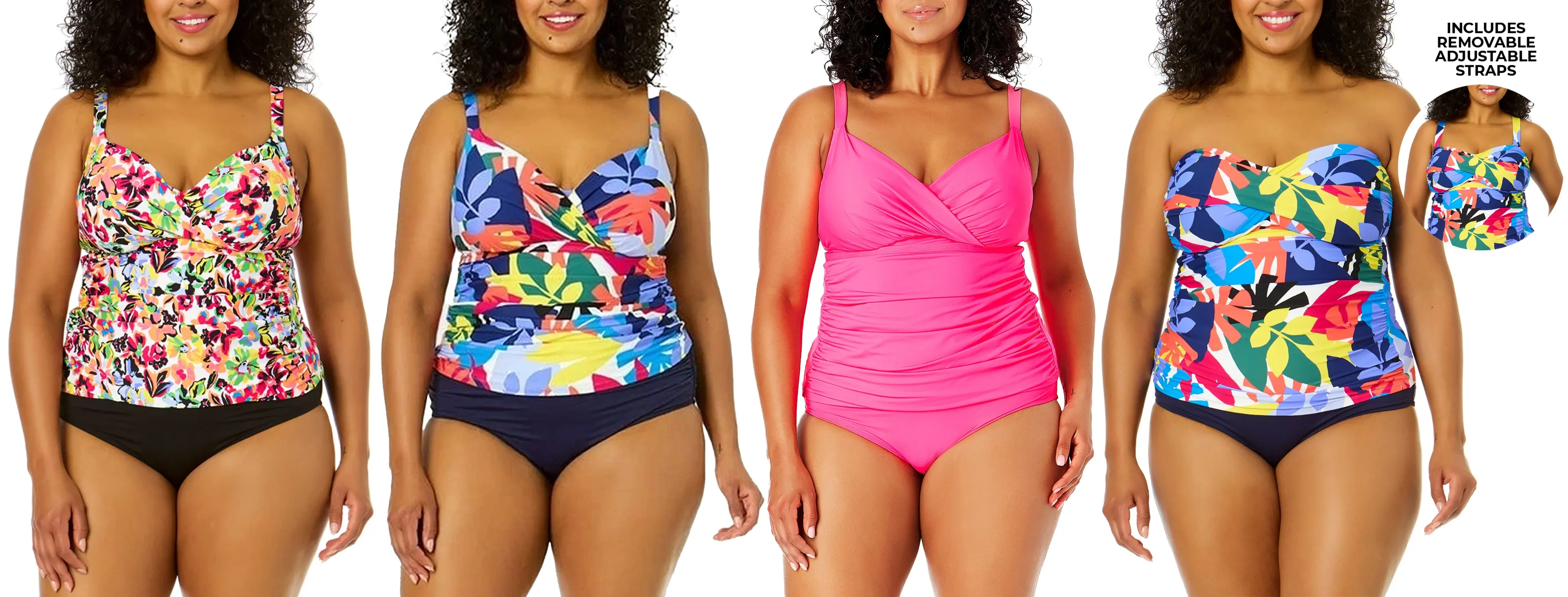 PL-ACTANK - Wholesale Women's Plus Cross-Front Tankinis