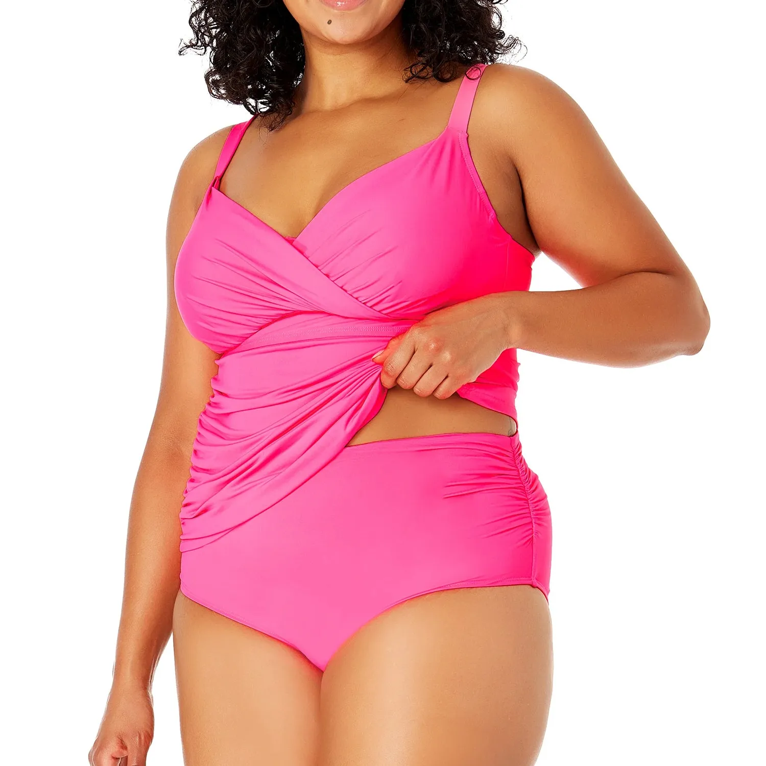 PL-ACTANK - Wholesale Women's Plus Cross-Front Tankinis