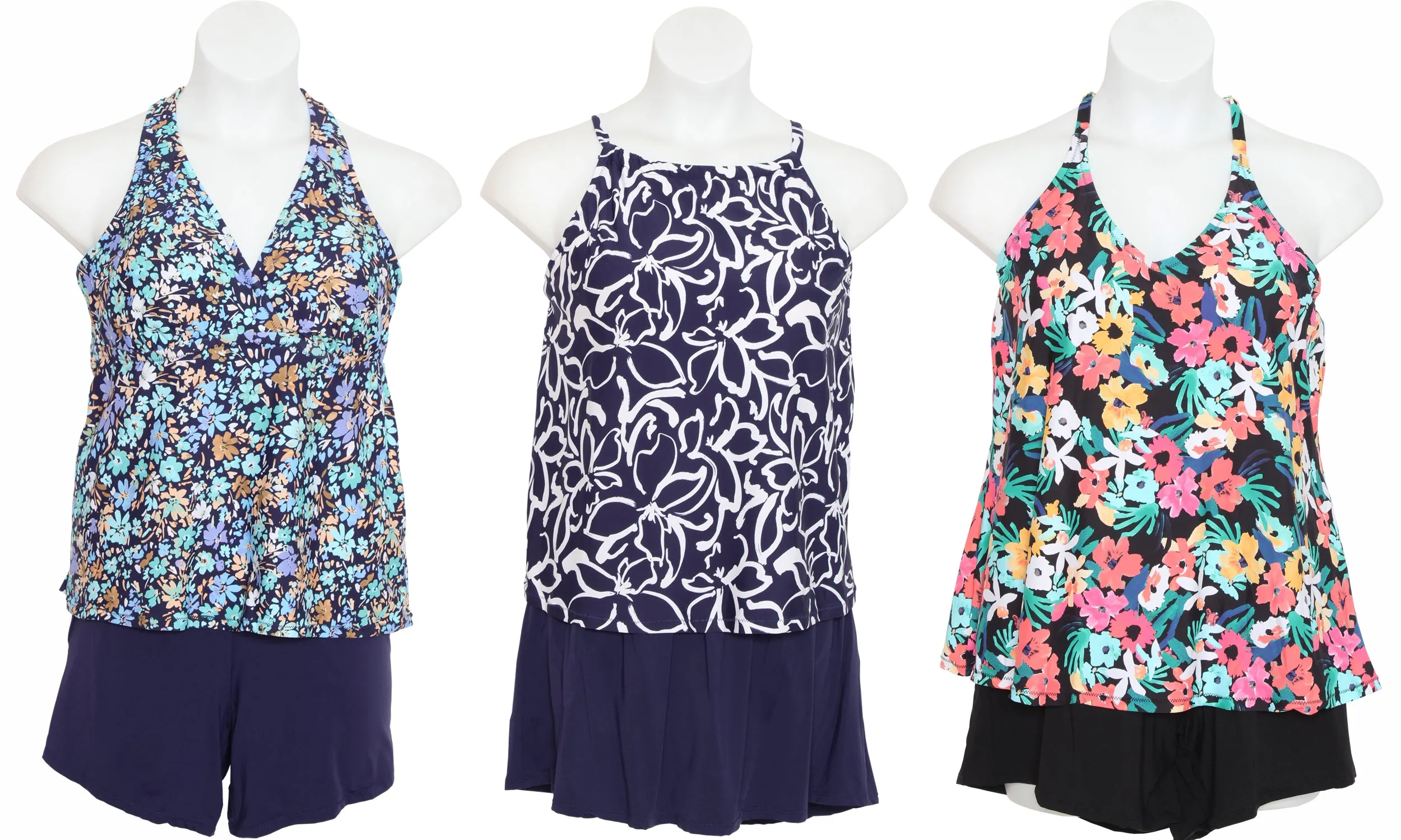 PL-LESHRT - Wholesale Women's Plus Printed Tankinis & Skirtini