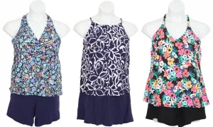 PL-LESHRT - Wholesale Women's Plus Printed Tankinis & Skirtini