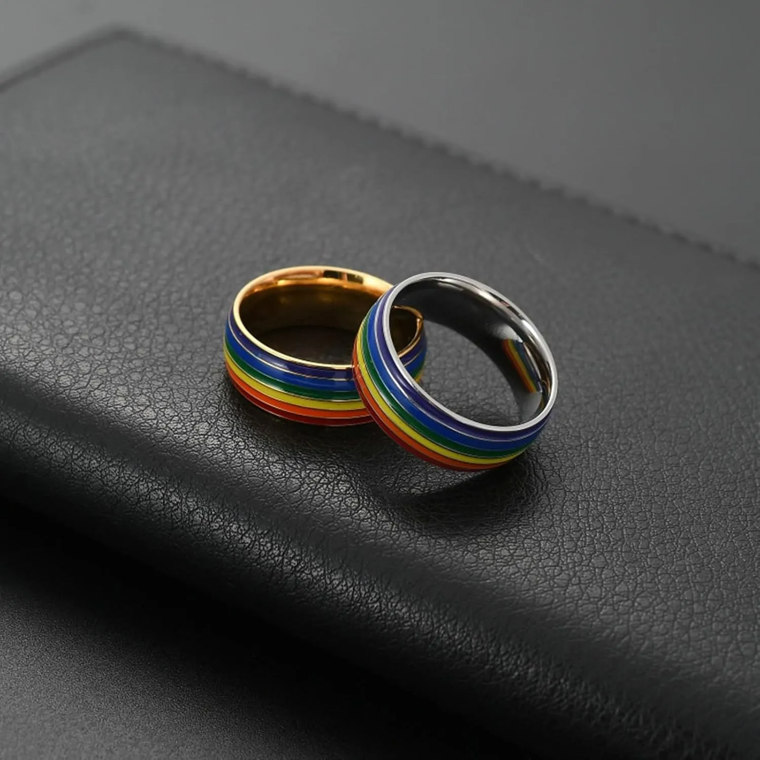 Plain Wedding Ring, Stainless Steel Ring Jewelry Rainbow Women's Jewelry