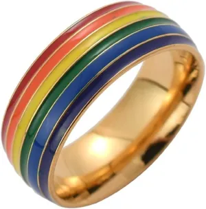 Plain Wedding Ring, Stainless Steel Ring Jewelry Rainbow Women's Jewelry