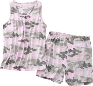 PNAEONG Women Cotton Sleepwear Short Sets Tank&Short Pajamas Sets XTSY208