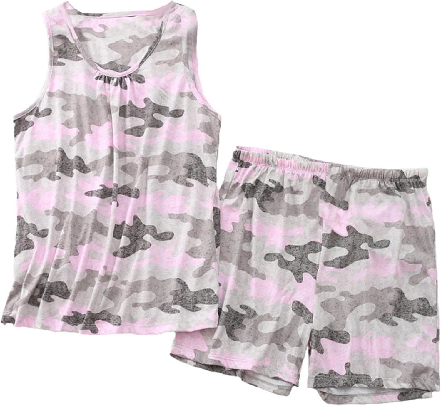 PNAEONG Women Cotton Sleepwear Short Sets Tank&Short Pajamas Sets XTSY208