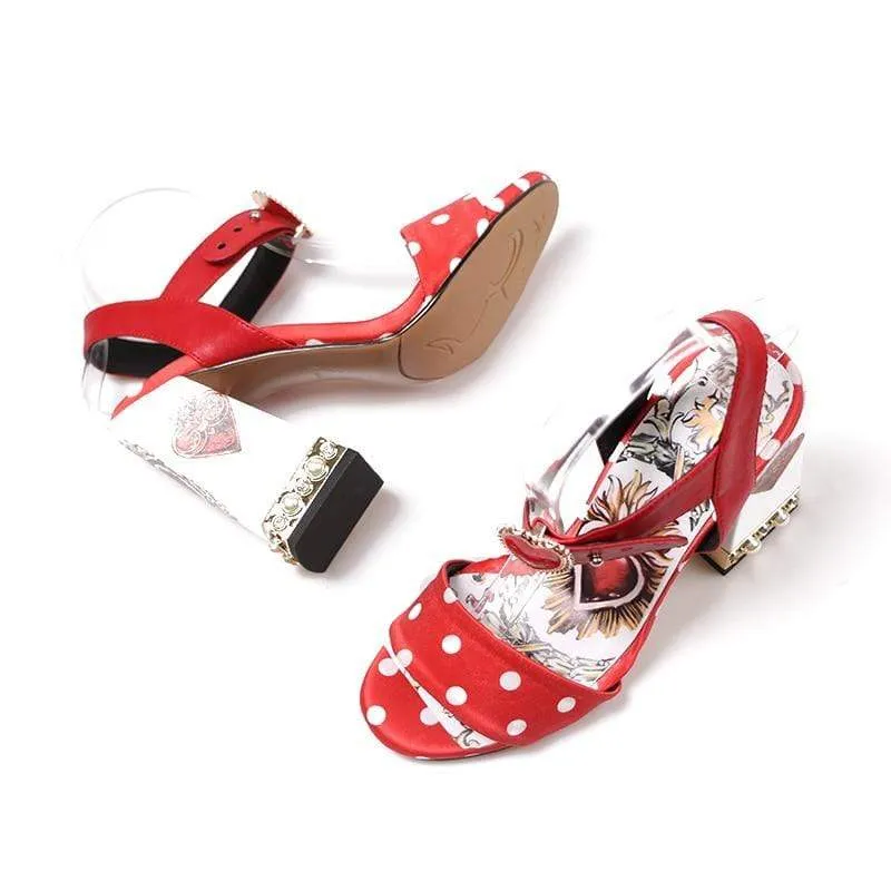 Polka Dot High Heels Sandals