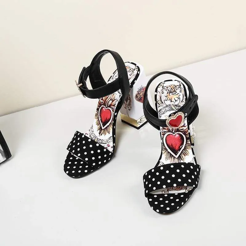 Polka Dot High Heels Sandals