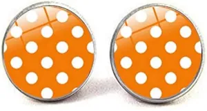 Polka Dot Round Glass Earrings Hypoallergenic Jewelry Art Photo Jewelry Handmade Jewelry Women Hypoallergenic Jewelry Sensitive Ears