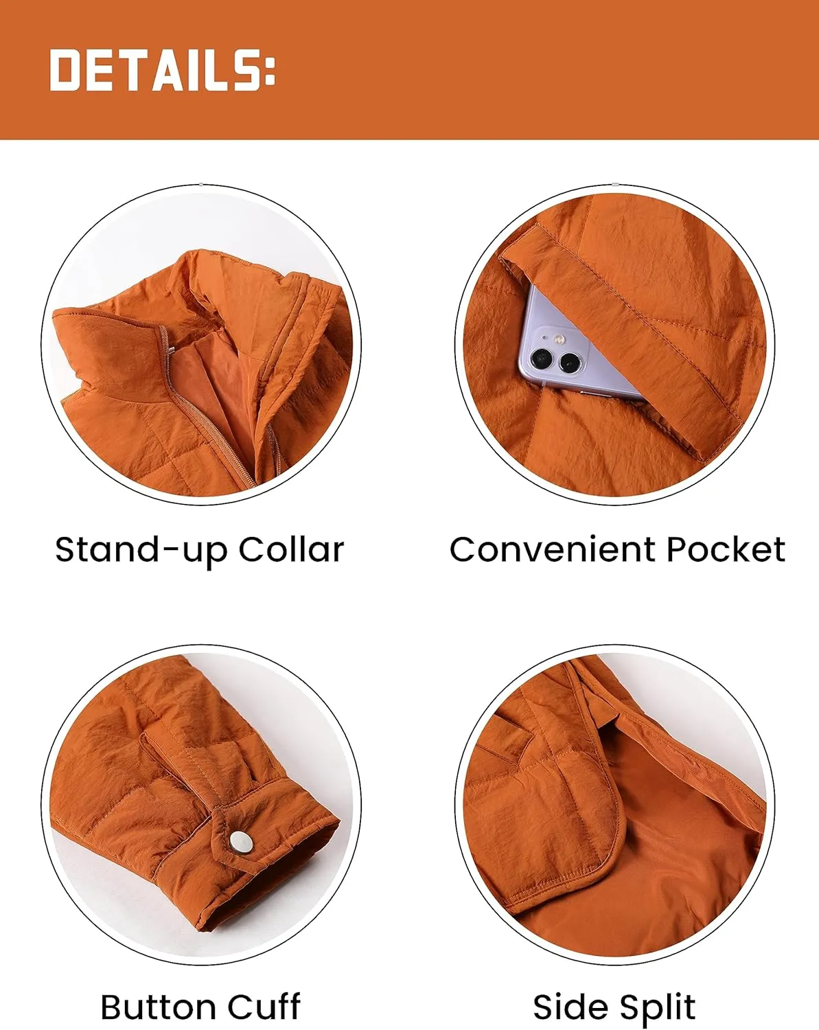 Quilted Puffer Jacket Women Lightweight Short Zip Up Padded Coat with Pockets