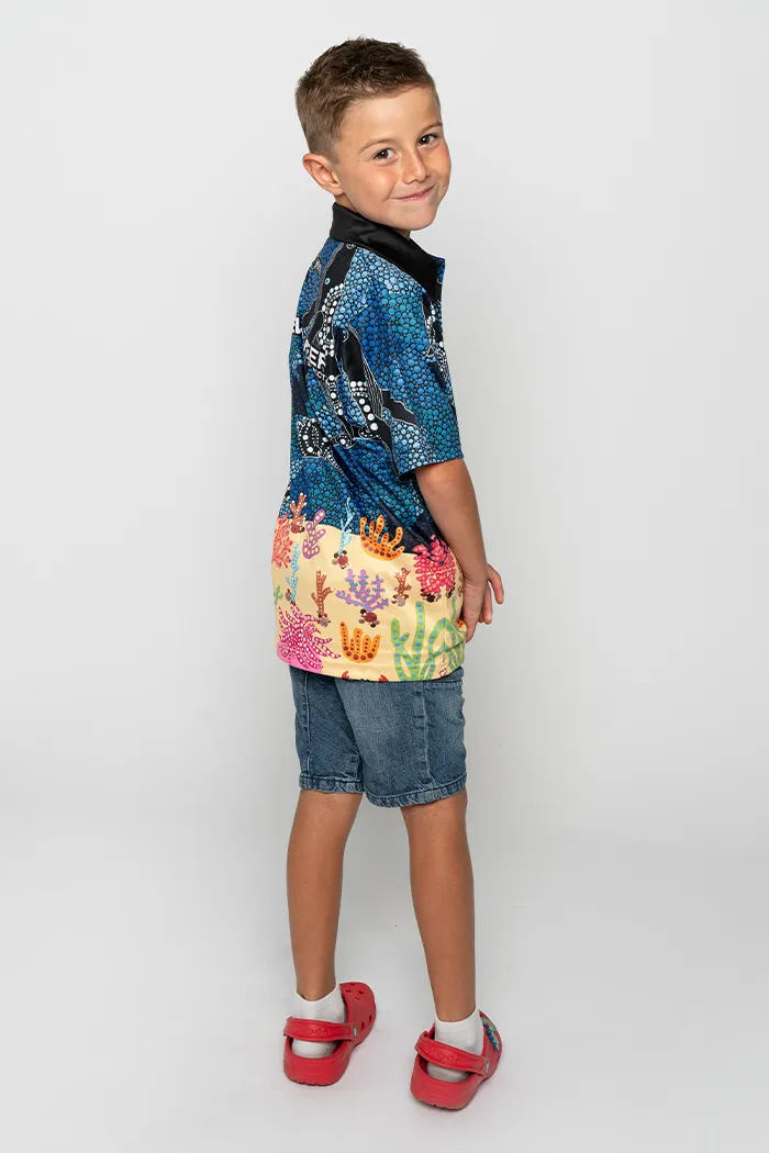"Protect Our Coral To Save Our Reef" Recycled UPF50  Kids Polo Shirt