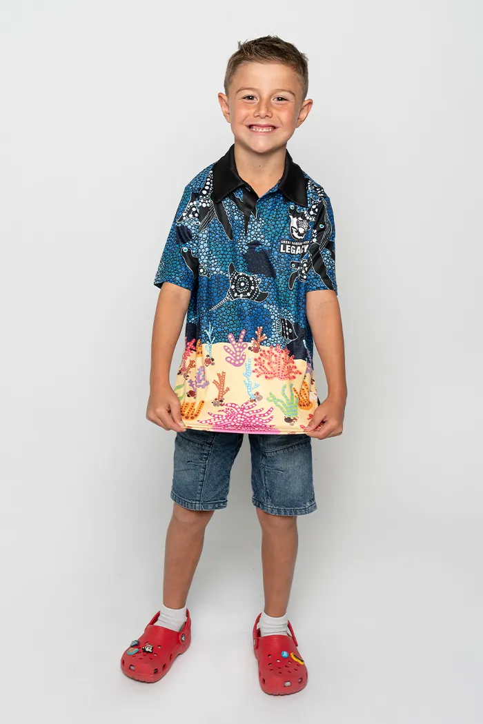"Protect Our Coral To Save Our Reef" Recycled UPF50  Kids Polo Shirt