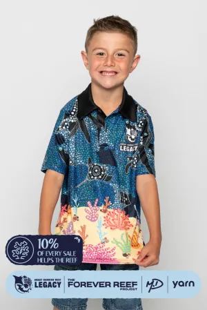 "Protect Our Coral To Save Our Reef" Recycled UPF50  Kids Polo Shirt