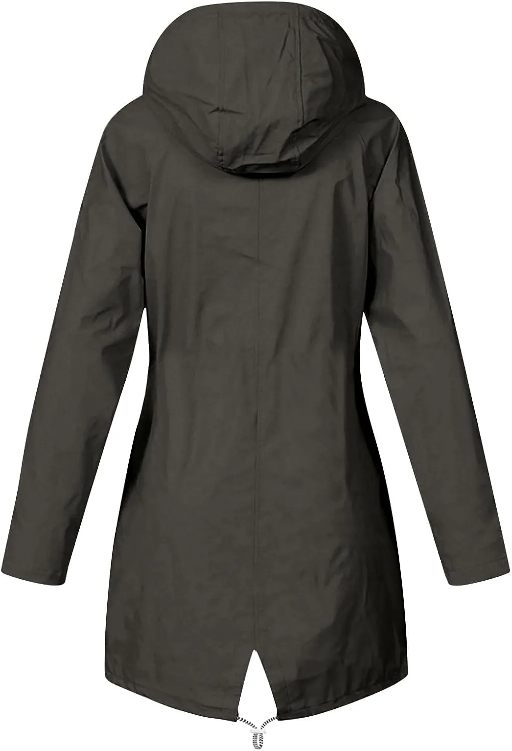 Rain Coats for Women Waterproof Hiking Rain Jacket Lightweight Long Sleeve Striped Hooded Trench Coat 2024, Black