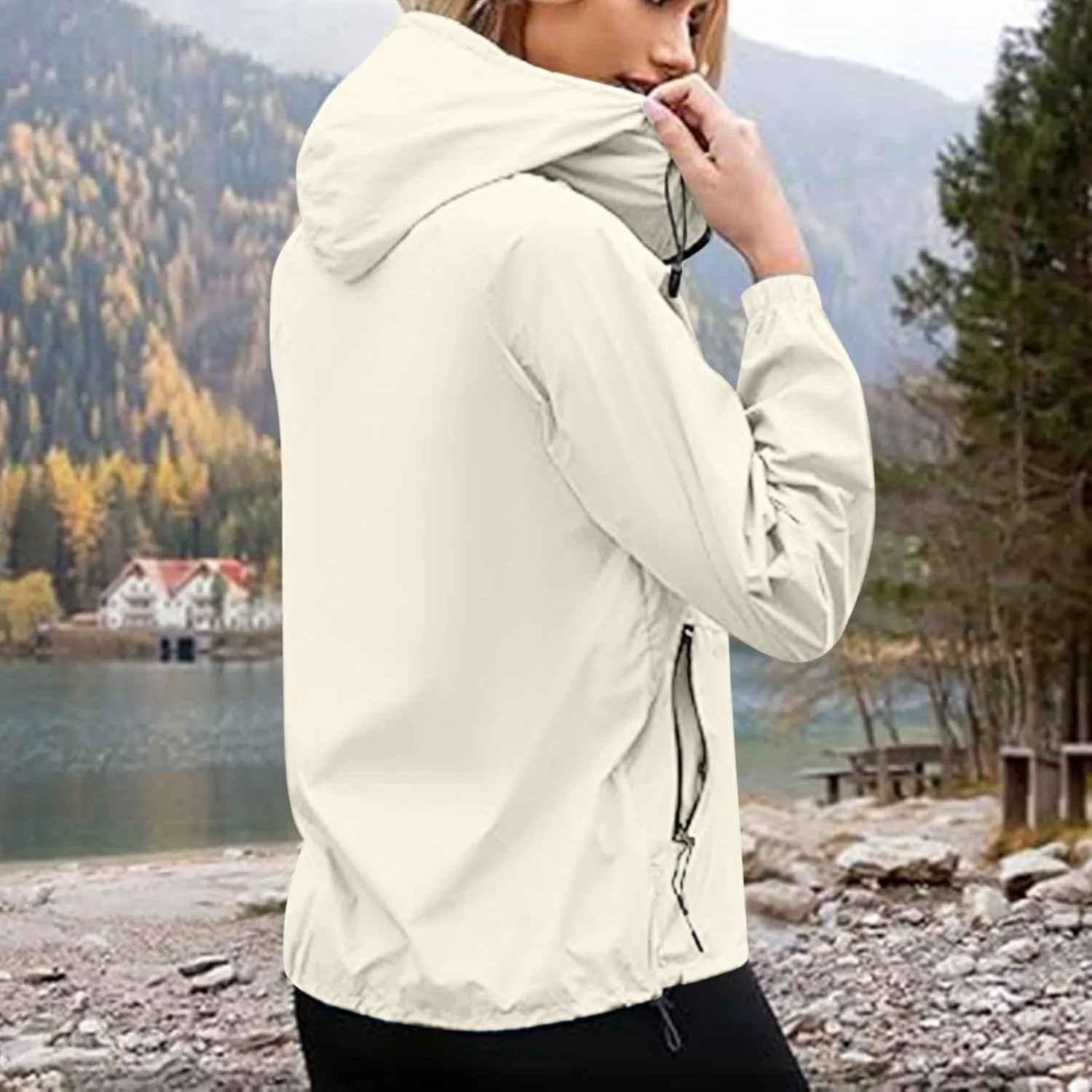 Rain Jacket Women Waterproof Lightweight Jacket with Hood Packable Rain Jacket Plus Size Rain Jackets with Pocket