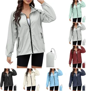 Rain Jacket Women Waterproof Lightweight Jacket with Hood Packable Rain Jacket Plus Size Rain Jackets with Pocket