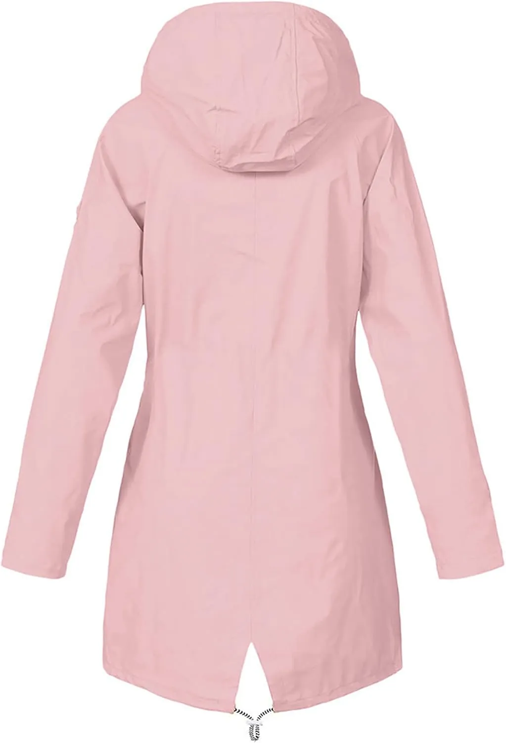 Rain Jacket Women Waterproof Long Hooded Rain Coats Striped Lined Trench Coats Hiking Travel Windbreaker 2024