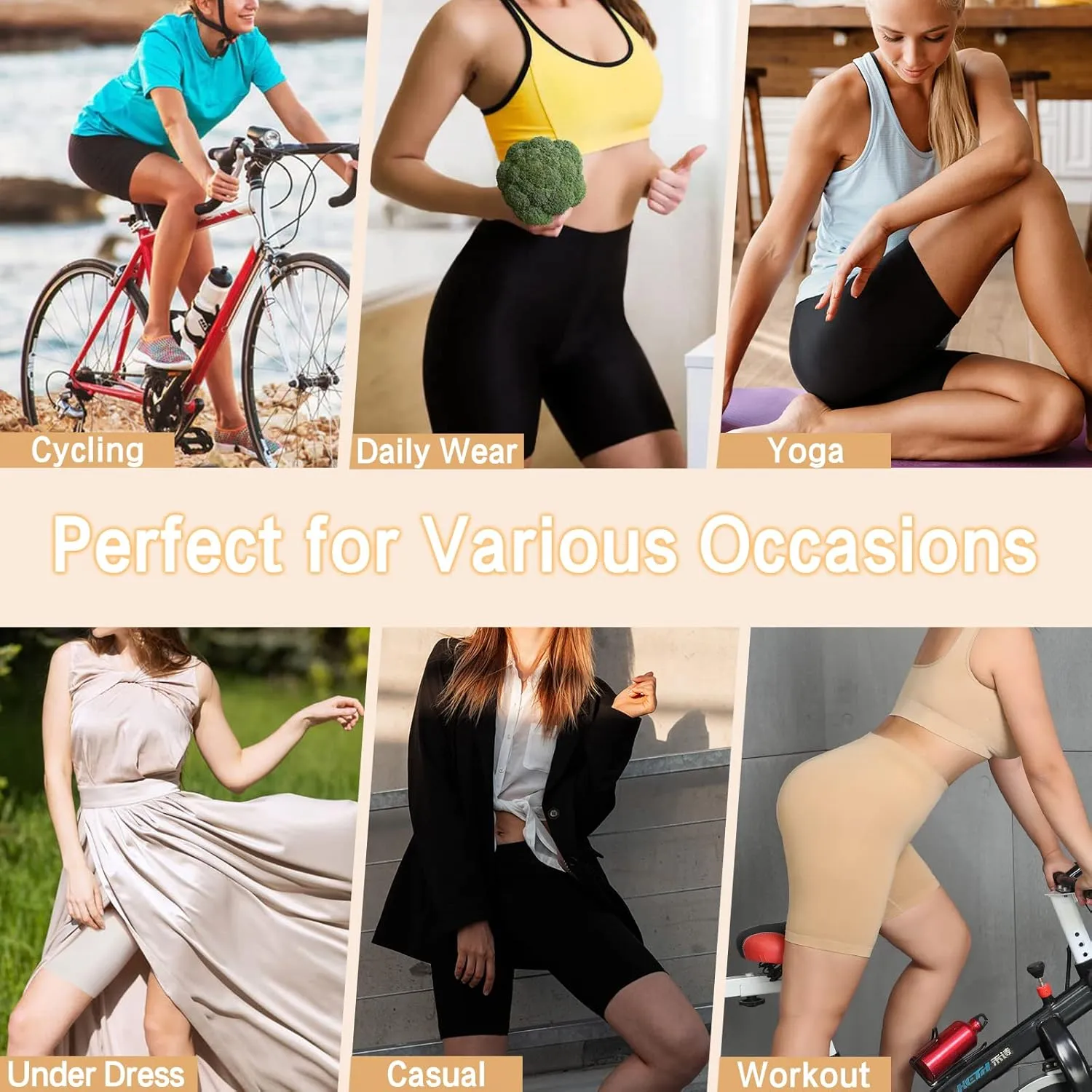 Reamphy 3 Pack Slip Shorts for Women Under Dress,Comfortable Smooth Yoga Shorts,Workout Biker Shorts