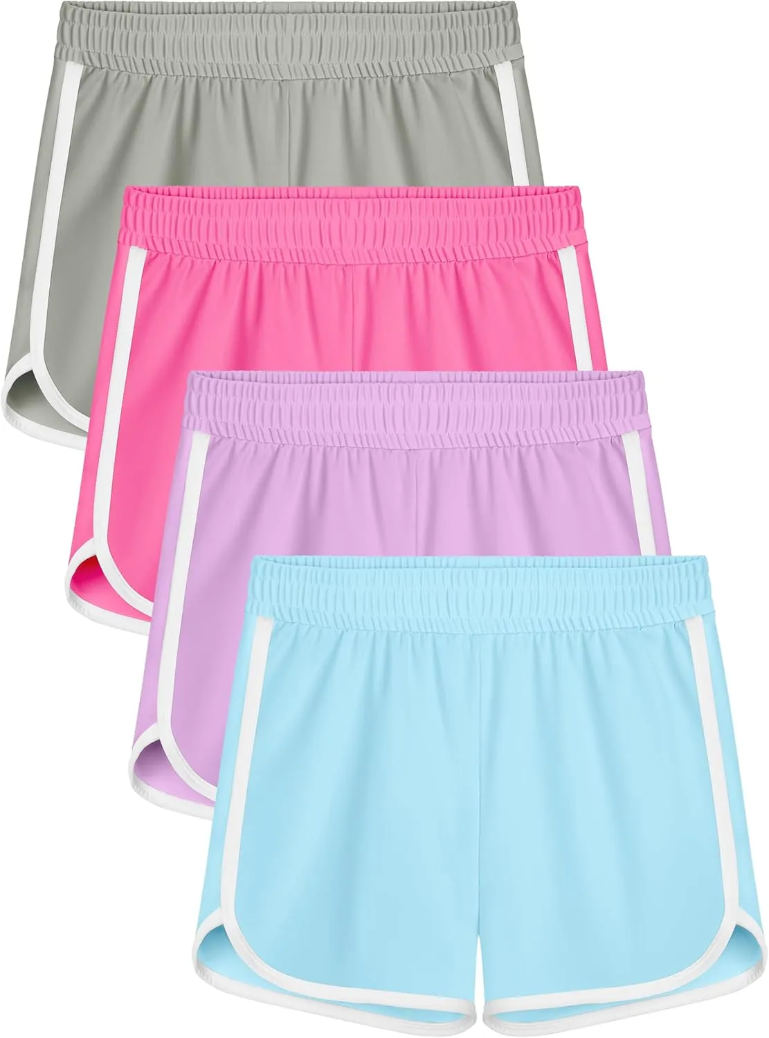 Resinta 4 Packs Girls Soccer Shorts Girls Athletic Shorts Quick Dry Workout Dolphin Kids Active Shorts