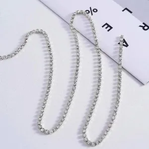 Rhinestone Choker Necklace Silver Crystal Long Necklaces Fashion Y-Necklaces Party Sparkly Adjustable Chain Jewerly for Women