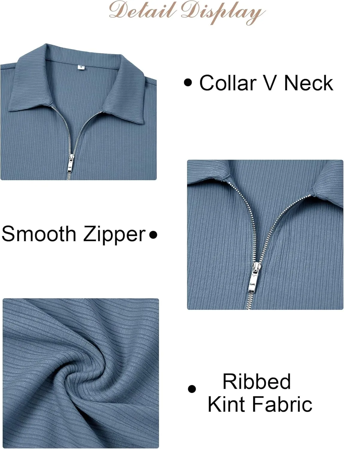 Ribbed Tank Tops for Women Zipper V Neck Dressy Casual Blouses Sleeveless Camisole Top Business Work Polo Shirts