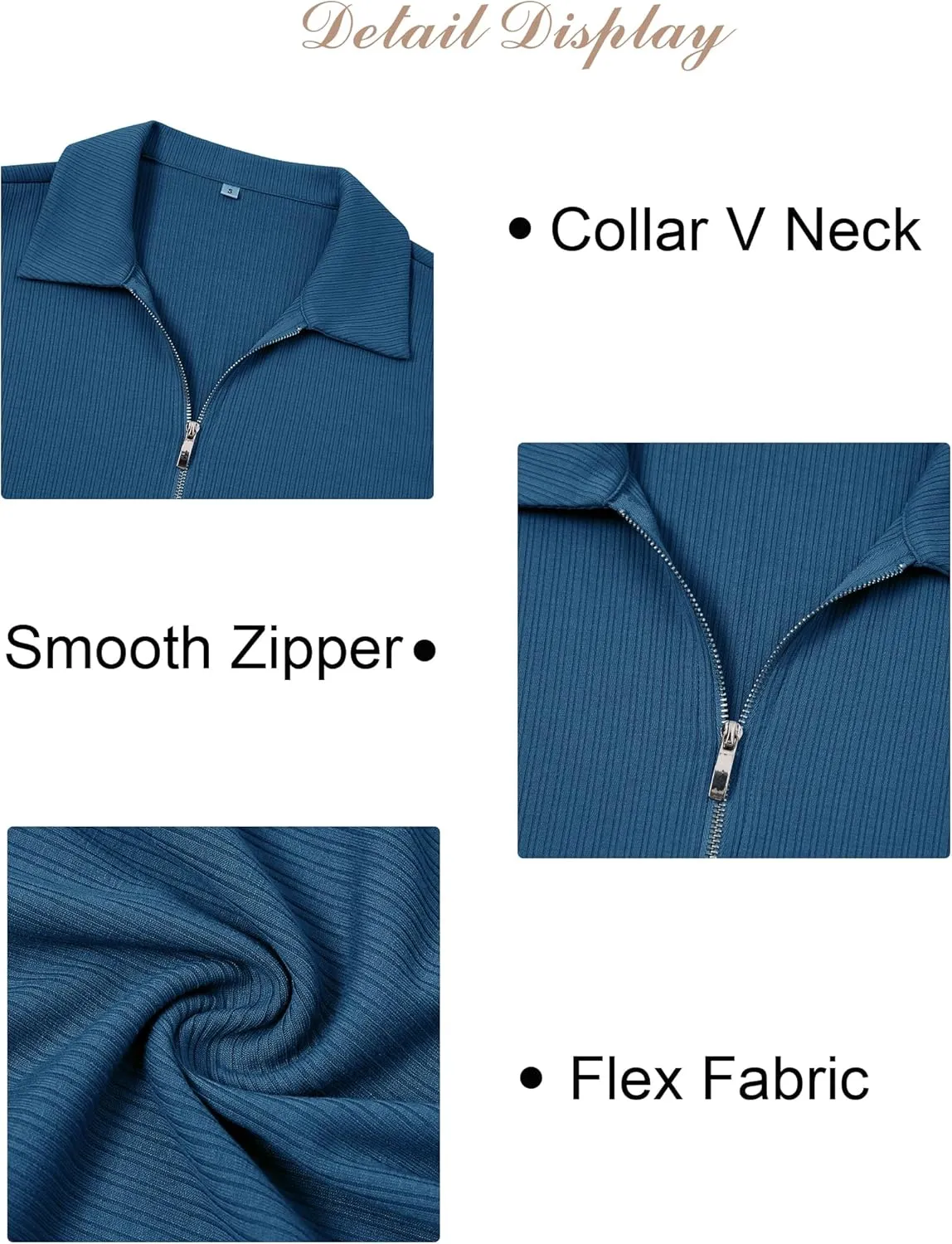 Ribbed Tank Tops for Women Zipper V Neck Dressy Casual Blouses Sleeveless Camisole Top Business Work Polo Shirts